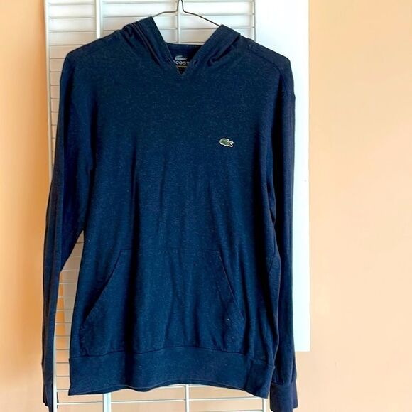 Lacoste hoodie grey 4 cotton kangaroo pocket no strings - Picture 1 of 9